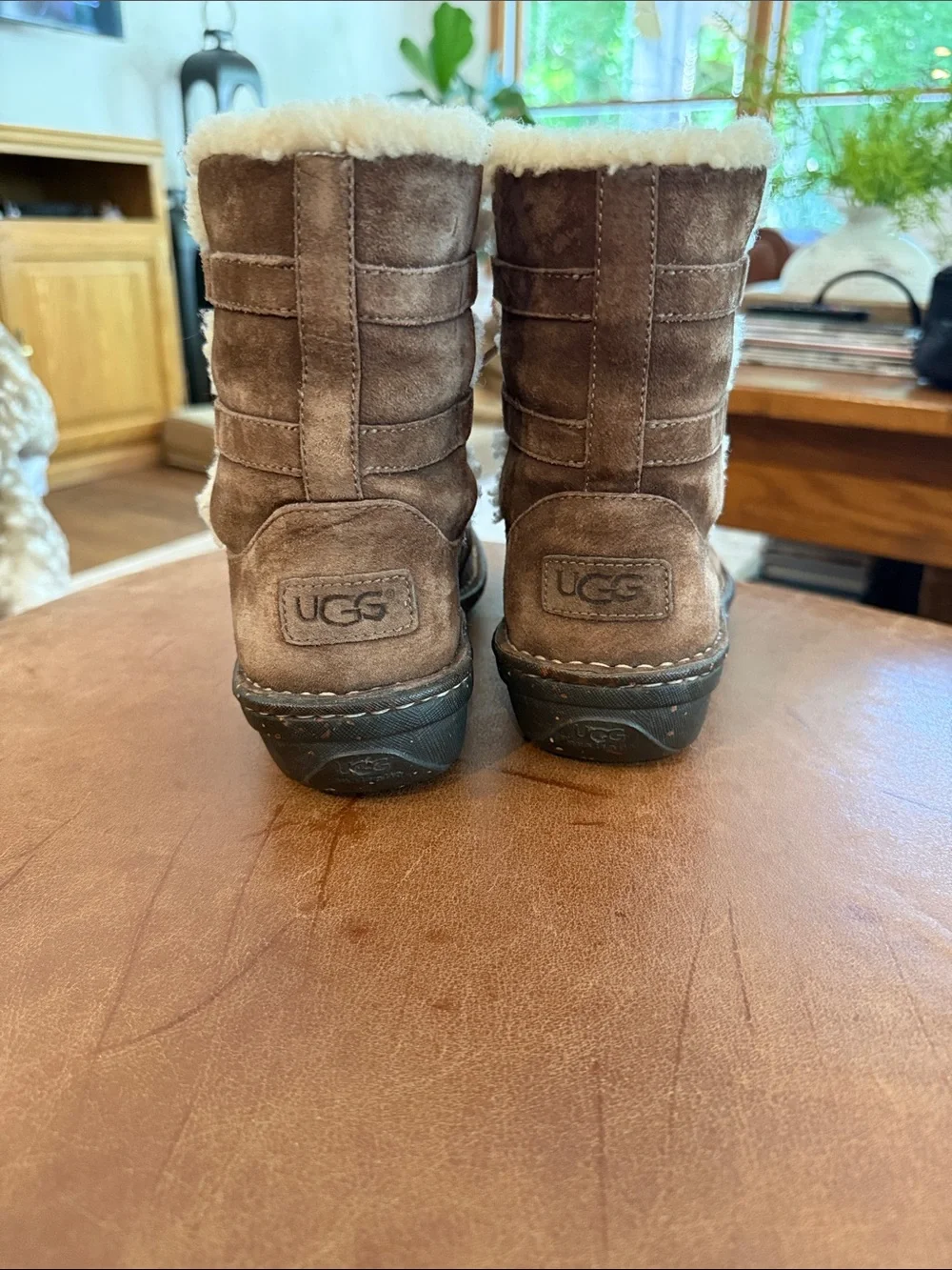 UGG Brown Suede Shearling-Lined Ankle Boots